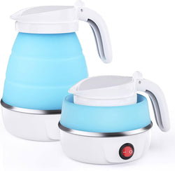 Silicone Folding Electric Camping Kettle Holiday Travel Collapsible Water Boiler Blue Tea Coffee Maker