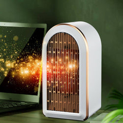 Electric Fan Portable Space Heater 1200W Small Ceramic Low Energy Warmth UK Plug AC Mains Powered Safe