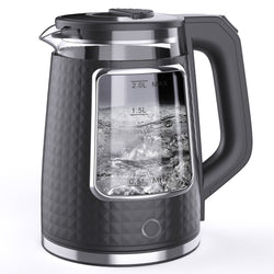 Modern Cordless Electric Designer Kitchen Kettle 2.0L 1000W Auto Shut-Off Black Fast Boil with Boil Dry Protection