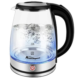 Electric Glass Cordless Kettle Keep Warm Hot Water Boil LED Light Auto Shut-Off & Boil Dry Protection