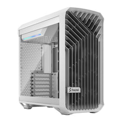 Fractal Design Torrent Compact (White TG) Gaming Case w/ Clear Glass Window, E-ATX, 2 Fans, Fan Hub, RGB Strip on PSU Shroud, Front Grille, USB-C