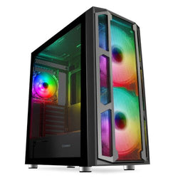 GameMax F15M Mesh ARGB Gaming Case w/ Glass Window, E-ATX, Mesh Front, Front 20cm ARGB Fans, ARGB PWM Hub, RF Remote Control, Black