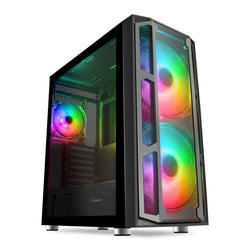 GameMax F15G ARGB Gaming Case w/ Glass Window, E-ATX, Glass Front, Front 20cm ARGB Fans, ARGB PWM Hub, RF Remote Control, Black