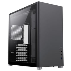 GameMax Spark Pro Black Gaming Case w/ 2x Glass Windows, ATX, Modular Design, Vertical Airflow Design, No Fans inc., USB-C