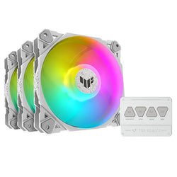 Asus TUF Gaming TF120 ARGB 12cm PWM Case Fans (3 Pack), Fluid Dynamic Bearing, Double-layer LED Array, Up to 1900 RPM, ARGB Hub included, White Edition
