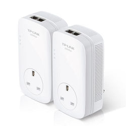 TP-LINK (TL-PA9020P KIT) AV2000 GB Powerline Adapter Kit, AC Pass Through, 2 Ports