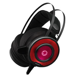 GameMax G200 7-Colour LED Gaming Headset, USB & 3.5mm Jack, Noise Cancellation, 50mm Drivers, Audio Adapter for Phones