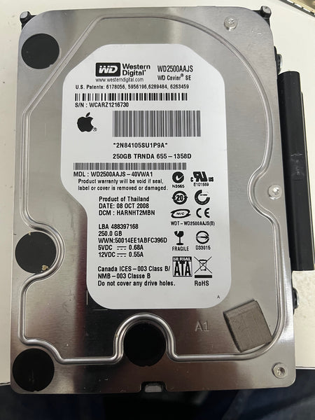 Apple iMac WD2500AAJS-40VWA1 250GB PC Hard Drive 3.5" SATA 655-1358D + MAC OS X High Sierra