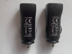 ALPINE Carregador de telefone para isqueiro de carro com porta USB dupla saída 12V / 5V 1A PACK 2x preto