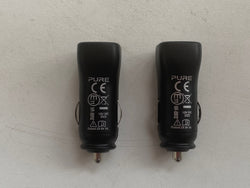 Carregador de telefone para isqueiro de carro PURE Porta USB dupla Saída 12V / 5V 1A PACK x2 preto