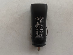 PURE isqueiro de carro carregador de telefone/câmera de painel saída de porta USB dupla 12V/5V 1A preto