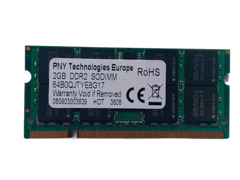 PNY 2GB PC2-5300S Memória para laptop DDR2 667mHz 64B0QJTYE8G17 SoDimm Samsung NP-Q35 RAM de computador
