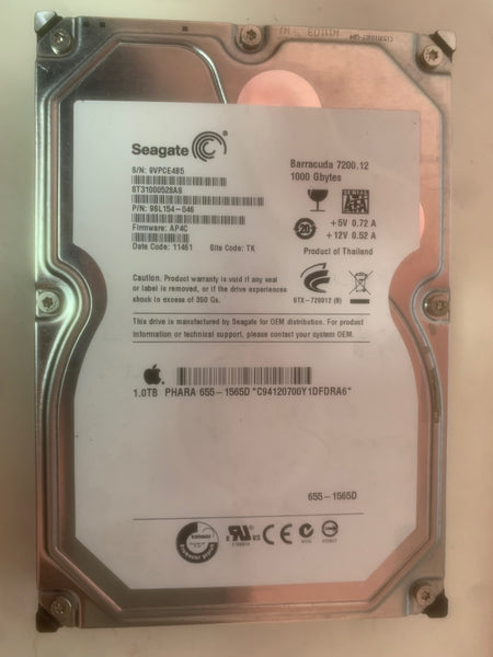 Unidad de disco duro Seagate Barracuda iMac de 1 TB 655-1565A 3,5" ST31000528AS Terabyte HDD (1000 GB)