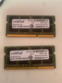 Kit Crucial de 8 GB certificado por Apple (4 GBx2) DDR3/DDR3L 1600 MT/s (PC3-12800) SODIMM Memoria Mac de 204 pines CT51264BF160B.C16FKR iMac 2013/2014 Macbook 2011-2013