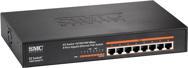 Caixa de aço do interruptor 10/100/1000mbps SMCGS801P dos ethernet do Desktop do gigabit do ponto de entrada da rede 8 portas de SMC