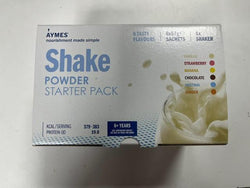 Aymes Nourishment Shake Powder Starter Pack Mixed Flavour 6x 57g Sachet + Shaker inc. Strawberry Chocolate Banana Vanilla