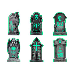 Tombstones 38cm Glow in Dark Gravestone x6 Outdoor Halloween Graveyard Headstones Garden Decorations