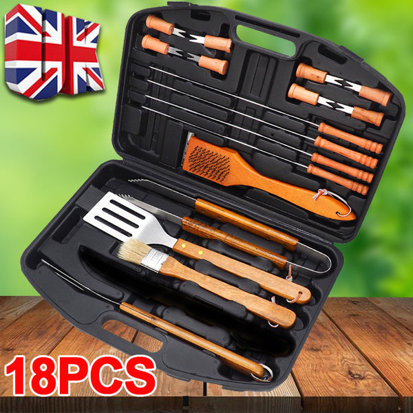 BBQ Grill Tool Kit Outdoor Cooking Camping Stainless Steel Barbecue Utensil 18pcs