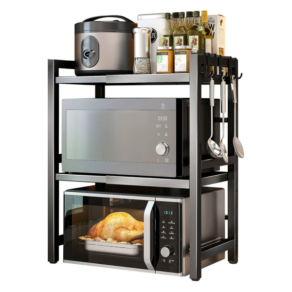 Prateleira expansível de 3 camadas, forno de micro-ondas, panela, suporte, cozinha, organizador de casa, fritadeira e utensílios