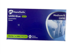 PH Handsafe Nitrile 200x GN90 Disposable Blue Examination Gloves Medium Size 8 NEW