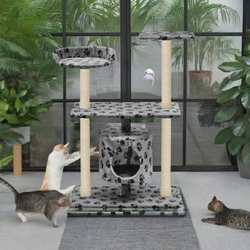 Lil-Paws Cinza Gato Adulto Gatinho Sisal Postes para Arranhadores 95cm Torre de Atividades para Escalada para Animais de Estimação VidaXL 