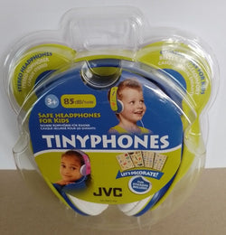 JVC Tinyphones Kids Stereo Headphones Wired Blue & Lime Green Unisex + Stickers Comfortable On-Ear