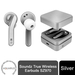 Soundz True Wireless Earbuds SZ970 Bluetooth In-Ear Earphones Silver Charge Case