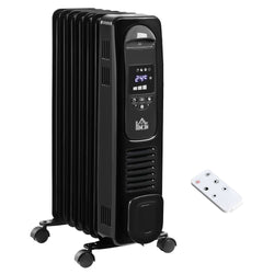 Black 1500W Oil Filled Radiator Portable Electric Space Heater with LED Display & Remote Control