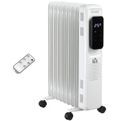 White 2180W Oil Filled Radiator Portable Electric Space Heater with LED Display & Remote Control