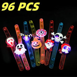 Christmas Halloween Light Up Bracelets Flashing LED Glow in Dark Party Gifts Toys Characters Upto 96pcs Skeleton Bat Pumpkin Santa Ghost