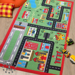 KIDS GREEN TOWN RUG 80x120cm