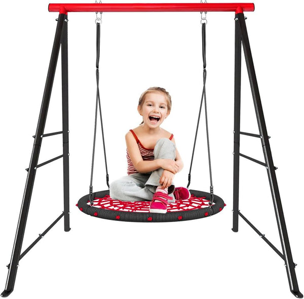 Swing Stand Frame Garden Set Kids & Adults A-Frame Backyard Play (Without Swing) Metal 880lbs Heavy-Duty Indoor Outdoor