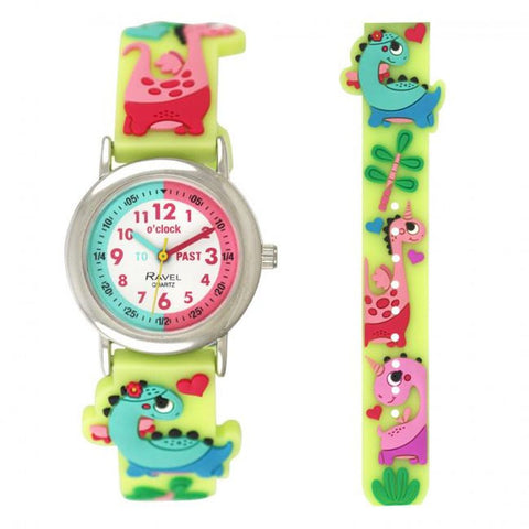 Ravel Children Girls 3D Cartoon Time Teacher Watch Dino R1513.94 Learn To Tell Time