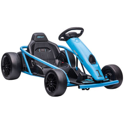 Blue 24V Electric Kids Real Drift Go Kart Music & Horn Slow Safe Start 6-13km/h Ages 8-12yrs