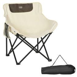 Folding Camping Chair Summer BBQ Fete Festival Fishing Seat + Carrying Bag White and with Storage Pocket