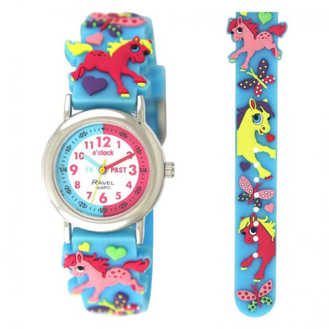 Ravel Children Girls 3D Cartoon Time Teacher Watch Pony R1513.93 Learn To Tell Time