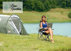 Fine Garden Green Folding Camping Chair Lightweight Fishing Beach Portable Seat With Cup Holder