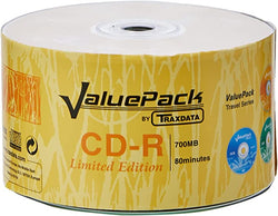 Traxdata Valuepack CD-R 80min 52x Cake Box Paquete de 50 piezas de 700mb CDR Edición limitada Celofán Caja sellada