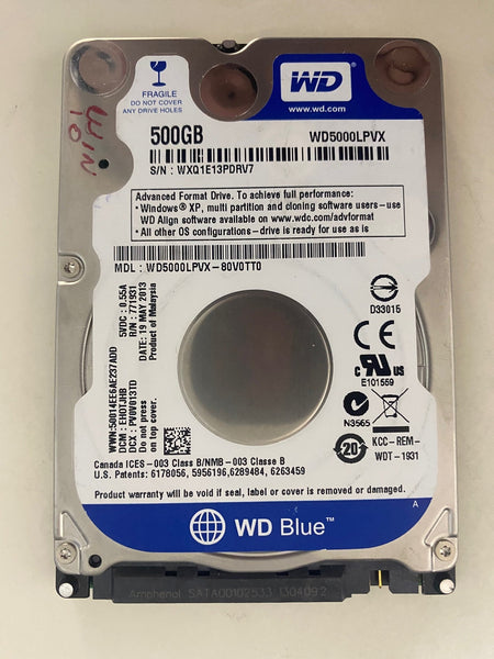 Unidade de disco rígido WD Blue WD5000LPVX 500 GB interno 2,5 "SATA laptop MacBook 7 mm HDD
