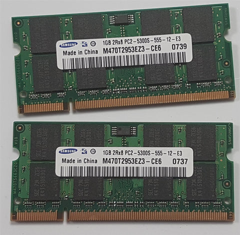 Samsung 2GB 2x1GB PC2-5300S Mac Memory DDR2 667mHz M470T2953EZ3-CE6 iMac Sodimm