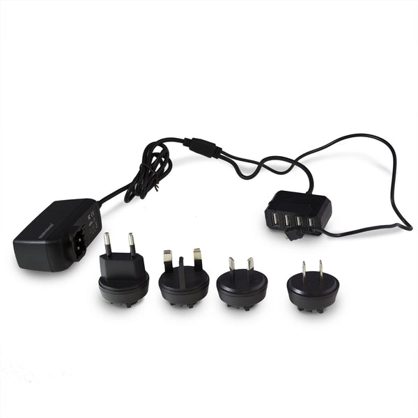 Worldwide 4+1 USB + Micro USB Wall Plug Charger 40W Travel Adapter UK EU USA AUS Sumvision (2x 2.4A + 2x 1A USB + Cable)