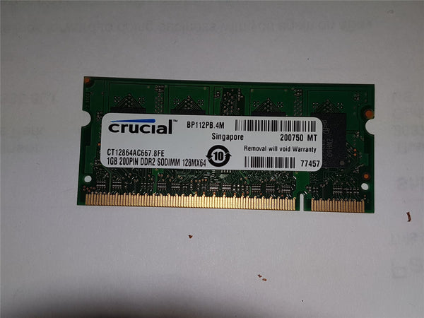 Memória Crucial 1GB DDR2 667mhz PC2-5300 CT12864AC667.8FE Apple MacBook/iMAC