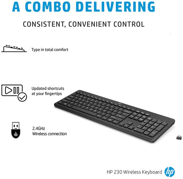 HP 230 Wireless Computer Keyboard QWERTY UK Layout Windows PC, MacBook Laptop, Mac OS