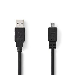 Cabo Nedis USB 2.0 | Macho A - Macho Micro B | 2,0m | Teclado PS4 Preto/Samsung/Android/Smartphone 