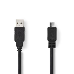 Cable USB 2.0 de Nedis | A Macho - Micro B Macho | 3,0 metros | Almohadilla PS4 negra/Samsung/Android/teléfono inteligente 