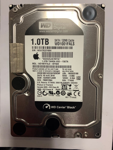 Unidade de disco rígido SATA interna de 3,5 "de 1 TB Western Digital certificada pela Apple 655-1567A 1000 GB WD Black para iMac WD1001FALS-40Y6A0 (recondicionado) 