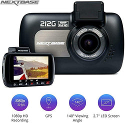 Nextbase 212G Full HD 1080p 30fps In-Car Dash Cam Câmera frontal DVR 2,7 "Tela LED 140 ° Ângulo de visão + GPS Preto * SOMENTE CÂMERA * FALHA DE BATERIA 