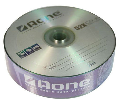 Logotipo Aone CD-R 25 discos graváveis ​​CDR em branco (pacote com 4) 100 unidades (gravação 52x)