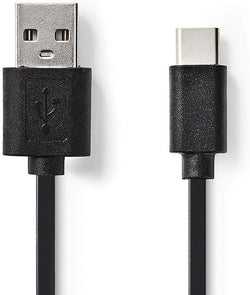 Cable Nedis USB 2.0 Tipo-C Macho a A Macho 2.0 m Negro Cable de carga/sincronización de datos 