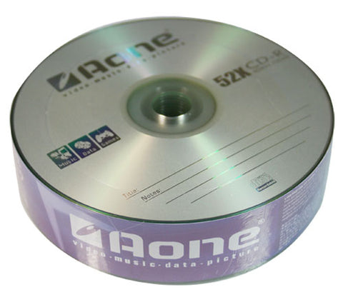Aone CD-R Discos en blanco 52X Logo 25pcs Husillo 700mb Música/CD de datos CDR Tub